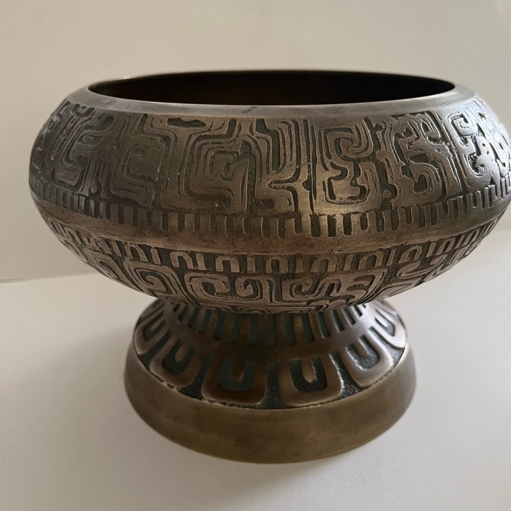Brass Arabic Footed Bowl - Heavy Open Bowl - Collectible Arabic Bowl/ Vase
